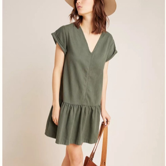 Anthropologie Maeve Tiana Flounced Olive Green Cottagecore Dress Plus Size 1X - Picture 14 of 14